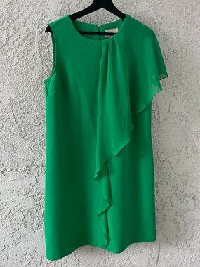 Phase Eight Green Ruffle Front Sleeveless Sheath Dress UK 14 US 10